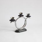 Art Deco Tubular Steel And Bakelite Candelabra, Netherlands. thumbnail 5