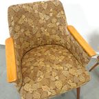 Stoffen Fauteuil Met Houten Leuning En Bladeren Vintage thumbnail 5