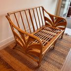 Rotan Bamboe Palm Leaf Bank 2 Fauteuils Vintage thumbnail 7