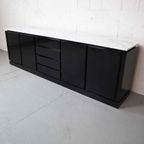 Italian Black Lacquered Sideboard With Carrara Marble Top thumbnail 2