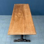 Antieke Franse Bistro Tafel Met Licht Iepen Houten Blad thumbnail 19