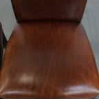 Set Van 6 Nette Eetkamerstoelen Gemaakt Van Schapenleer In Een Warme Cognac Kleur thumbnail 4