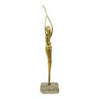 Abstract Beeld Naakte Vrouw Ballerina Art Deco Stijl Messing 51cm thumbnail 17