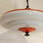 Vintage Space Age Ufo Pullout Hanglamp, Oranje En Wit thumbnail 21