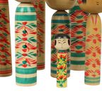 Lot Van 12 Grote Kokeshi Poppen Naruko Handgeschilderd Hout Japan thumbnail 7