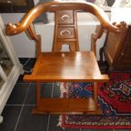2 Oosterse Boeddisten Armstoelen In Tropisch Hout. thumbnail 6
