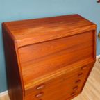 Vintage dyrlund Deense Secretaire Bureau Kast Ladekast thumbnail 17