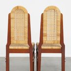 Leuke Set Van 2 Houten Art Deco Design Eetkamerstoelen Met Een Rieten Zitting En Rugleuning thumbnail 4