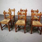 Set Of Six Brutalist, Rustic Dining Chairs thumbnail 2