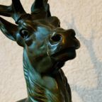 Louis-Albert Carvin (1875 - 1951). Bronzen Hertenbeeld. thumbnail 4