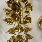 Large Italian Floral Gilded Gold Wall Lamp , 1970’S thumbnail 22
