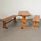 Scandinavian Modern Solid Pinewood Benches And Dining Table, 1970'S thumbnail 17