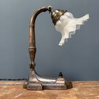 Antieke Art Nouveau Tafellamp Met Matglazen Kapje thumbnail 16