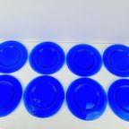 Set 8 Blauw Murano Glas Borden / Onderbord Italy ‘80 Modern thumbnail 7