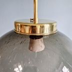 Grande Suspension En Laiton Et Verre Fumé Bullé, 1970 thumbnail 12