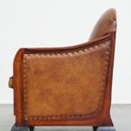 Unieke, Statige, Comfortabele Schapenleren Art Deco Design Fauteuil thumbnail 6