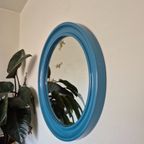 Carrara & Matta Spiegel. Vintage Xl Ronde Spiegel Blauw. thumbnail 8