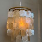 Capiz Schelpen Lamp Hanglamp Parelmoer Schelp Bamboe Frame Wit Bedrading thumbnail 3