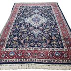 Handgeknoopt Perzisch Kashan Vloerkleed 195X290Cm - Vintage Wol Tapijt - Donkerblauw Rood - Relving thumbnail 4