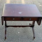 Mid-Century Feder Style Mahogany Drop Leaf Trestle Table thumbnail 8