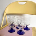 5X Wijnglas / Glazen Vintage Donkerblauw thumbnail 4