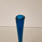 Vintage Petrol Blauwe Glazen Vaas Fles Vaasje Jaren 60 thumbnail 6