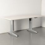 Gispen Bureau, Gekalkt Eiken Blad, 170 X 80 Cm, Hoogte Instelbaar Onderstel D.M.V. Handslinger thumbnail 2