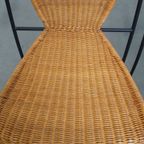 Leuke Set Van 4 Vintage Design Eetkamerstoelen Van Frederick Weinberg Van Gietijzer En Riet thumbnail 5