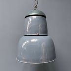 Grote Industriële Blauwgrijze Emaille Hanglamp thumbnail 8