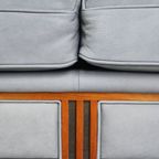 Leuke Schuitema Art Deco Design Bank Met Mooie Blauwe Nubuck Lederen Bekleding thumbnail 9