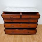 Vintage Antiek Dressoir Commode Ladekast Badkamermeubel Met Marmer Blad 704 thumbnail 3