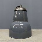 Grote Industriële Blauwgrijze Emaille Hanglamp thumbnail 12