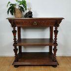 Landelijke Frans Eikenhouten Sidetable Wandtafel Met Lade thumbnail 2