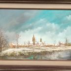 Georges Tahon - Schilderij - Nieuwpoort In De Winter thumbnail 4