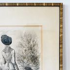 Antieke Ingelijste Franse Modeprent 1845 thumbnail 6