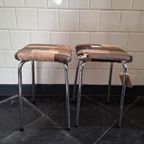 Vintage Krukken, Krukjes Op Metalen Pootjes En Leren Zitting thumbnail 22