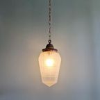 Art Deco Hanglamp In Gefacetteerd Gesatineerd Glas, Jaren 20 thumbnail 9