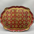 Florentijns Vintage Dienblad Rood/goud 60's thumbnail 8