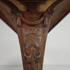 Art Deco Bistrotafel Met Eiken Blad Op Gietijzeren Frame thumbnail 21
