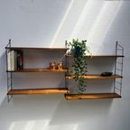 Dubbel Vintage Wandrek Met 3 Zijpanelen En 6 Houten Planken thumbnail 2