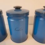 3 Vintage Brabantia Blikken Koffie Suiker Thee Metalen Bus thumbnail 3