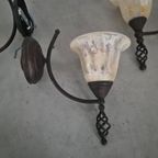 3 Vintage Wandlampen Met Gemarmerd Glas thumbnail 6
