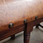 Toffe Antieke Bank Met Lederen Top, Bekleding. thumbnail 6