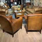 2 X Waanzinnige Vintage Schapenleren Fauteuils In Art Deco Stijl thumbnail 4