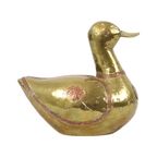Vintage Decoratief Eenden Beeld Gehamerd Koper Messing Hout thumbnail 9