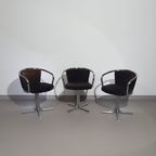 3 X Mid Century Tube Frame Chairs ( Turnable ) Corduroy Upholstery. thumbnail 4