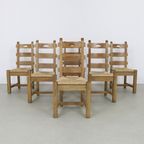6X Brutalist Dining Chair With Cane Seats, 1970S thumbnail 2