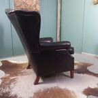 Stoere Zwarte Schaapsleren Vintage Bendic Wingback Fauteuil thumbnail 19