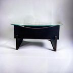 Vintage Ronde Salontafel Met Glas & Hout & Tegels thumbnail 9