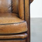 Comfortabele Vintage Schapenleren Clubfauteuil Met Een Bijzonder, Karakteristiek Voorkomen thumbnail 3
